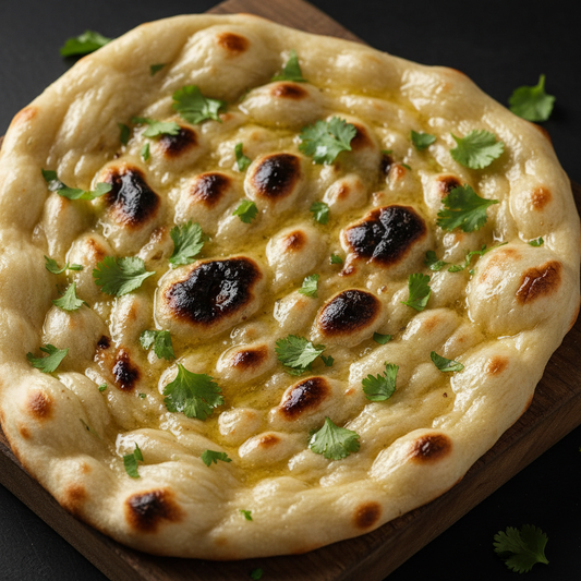 Butter Naan close up with coriander
